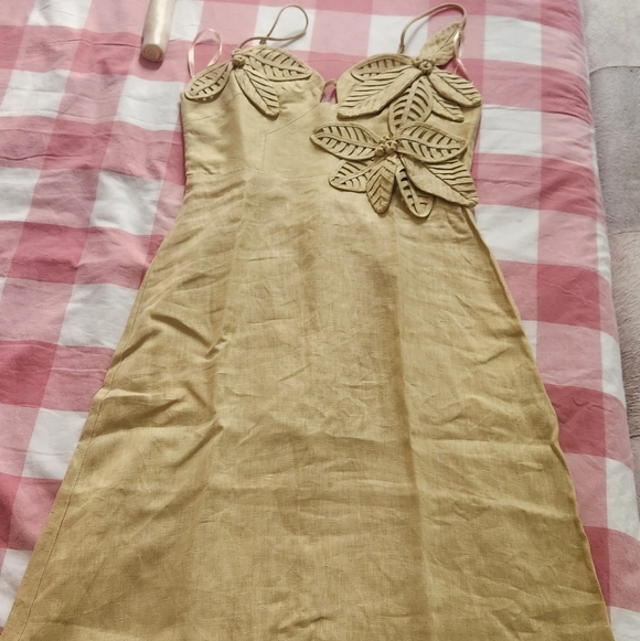 farm rio. sand 3d flower bodice midi dress. size s. NWT - Picture 15 of 15